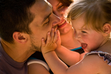 Familienfoto mit Vater, Mutter, Kind